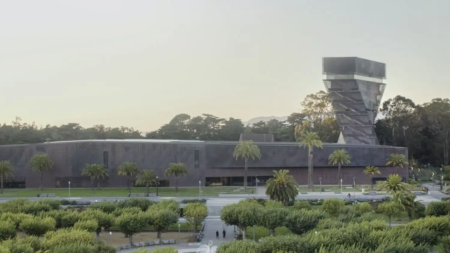 The de Young museum’s copper tower above the trees