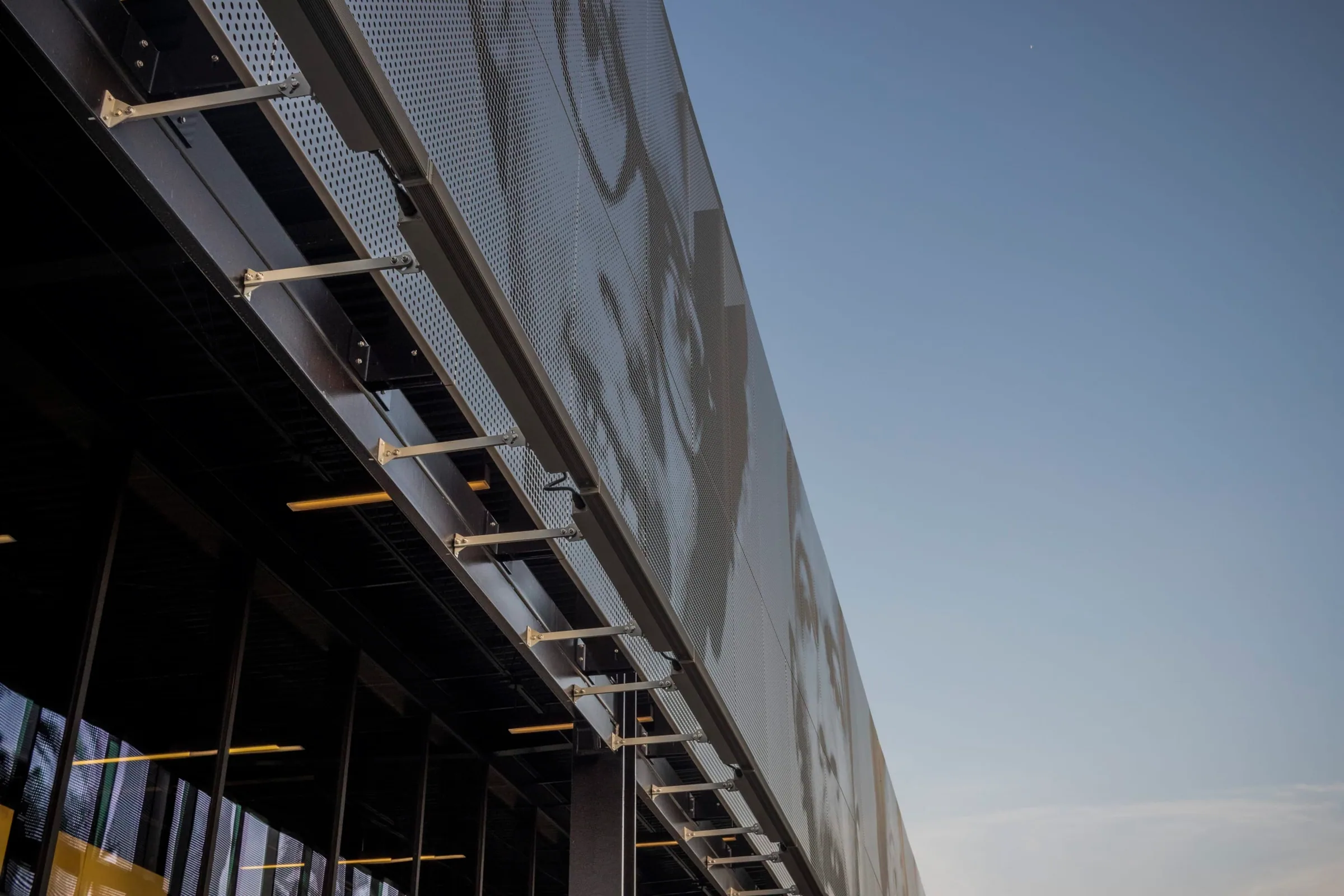 Looking up at the underside of the portrait awning